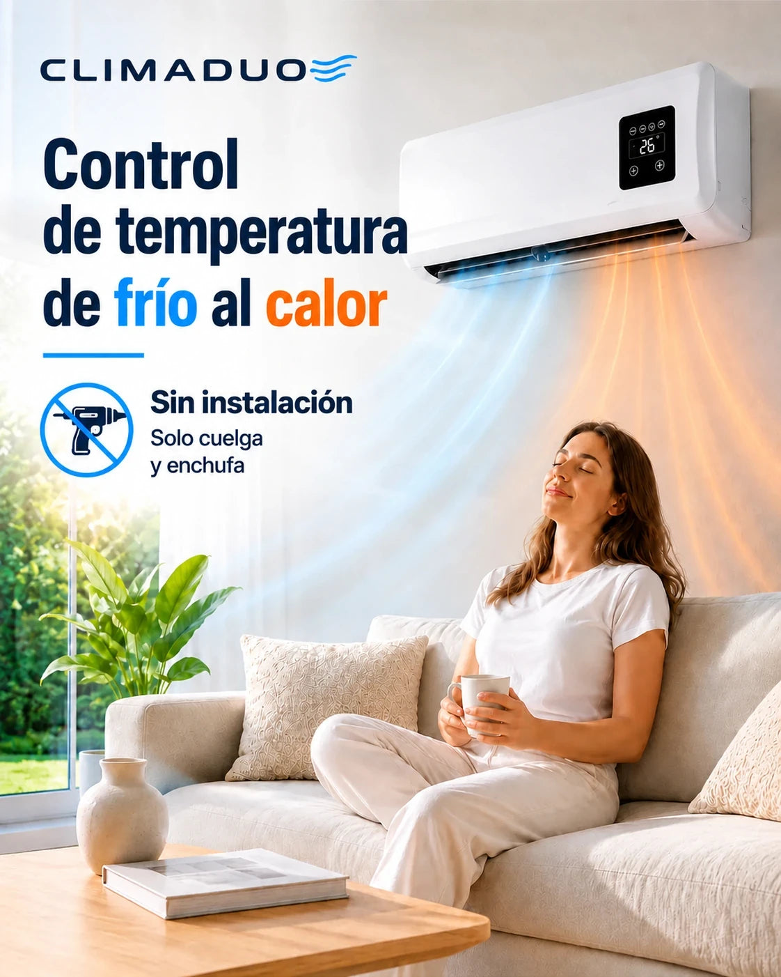 ClimaDuo aire acondicionado portátil de pared 2 en 1, frío y calor